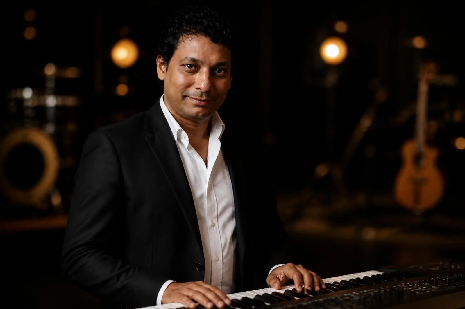 Behleem at the keyboard in his studio