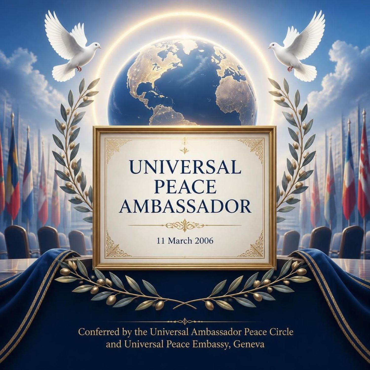 Universal Peace Ambassador certificate