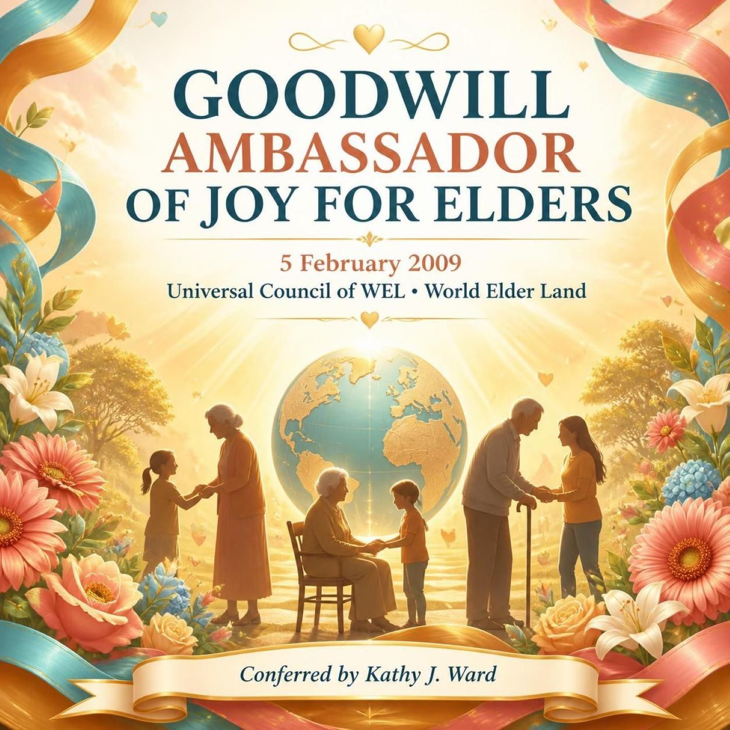 WEL Goodwill Ambassador of Joy for Elders certificate